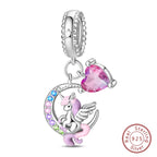 Fit Original 925 Sterling Silver Charms Beads Little Bear Lamb Little Flying Pig Pink Charms For Women DIY Birthday Jewelry Gift