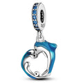 Blue Dolphin Circle Charm