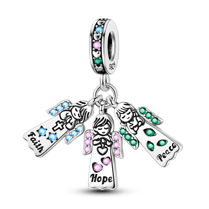 New 925 Silver Color Family Brothers and Sisters Charms Beads Fit Qikaola 925 Original Bracelets Fine DIY Birthday Jewelry