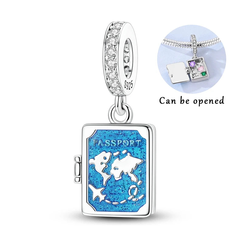 Blue Passport Locket Dangle Charm