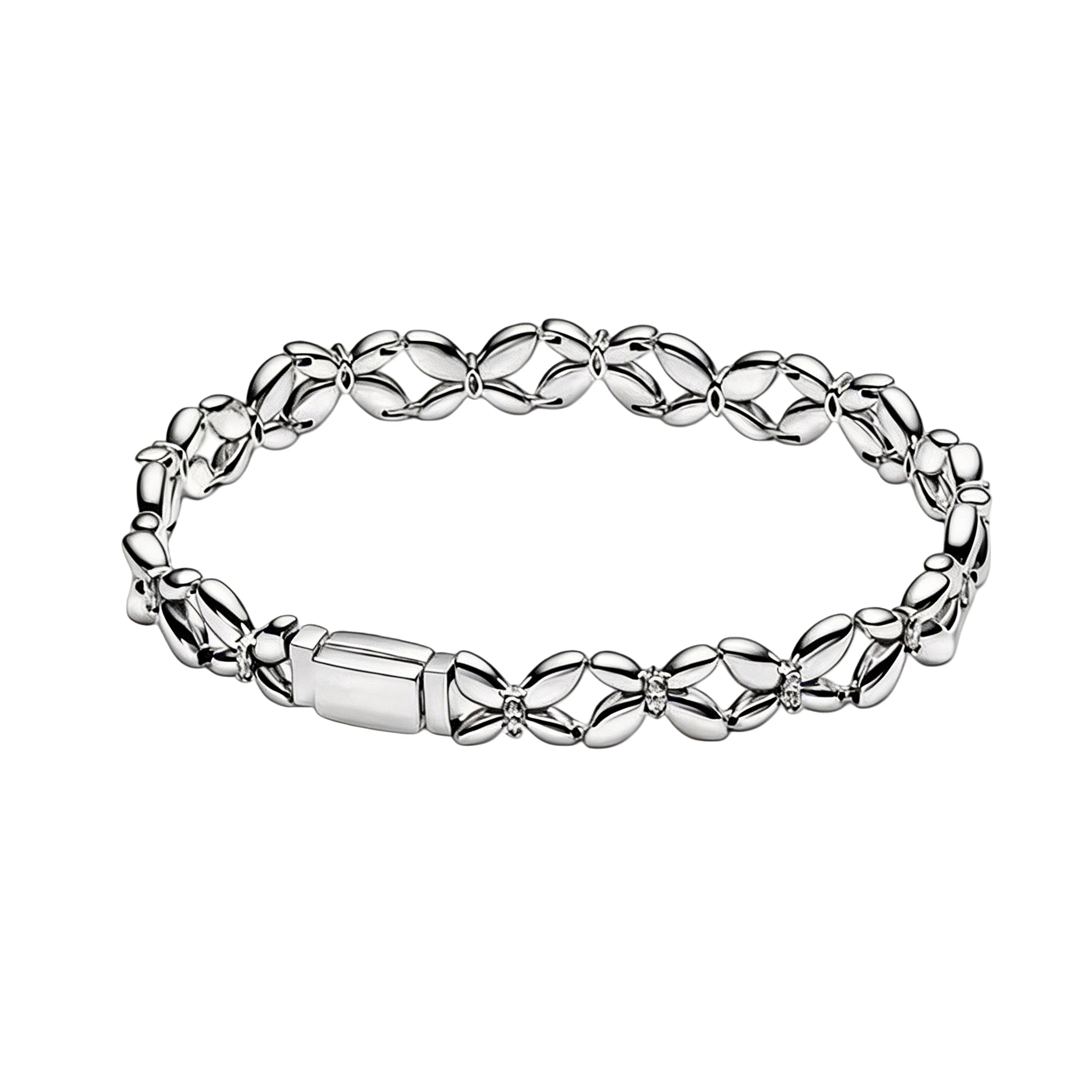 Silver Floral Link Bracelet