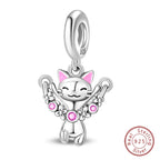 Fit Original 925 Sterling Silver Charms Beads Little Bear Lamb Little Flying Pig Pink Charms For Women DIY Birthday Jewelry Gift