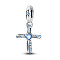 Blue Crystal Cross Charm