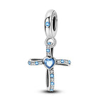 Blue Crystal Cross Charm