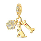 Gold Dog & Paw Dangle Charm