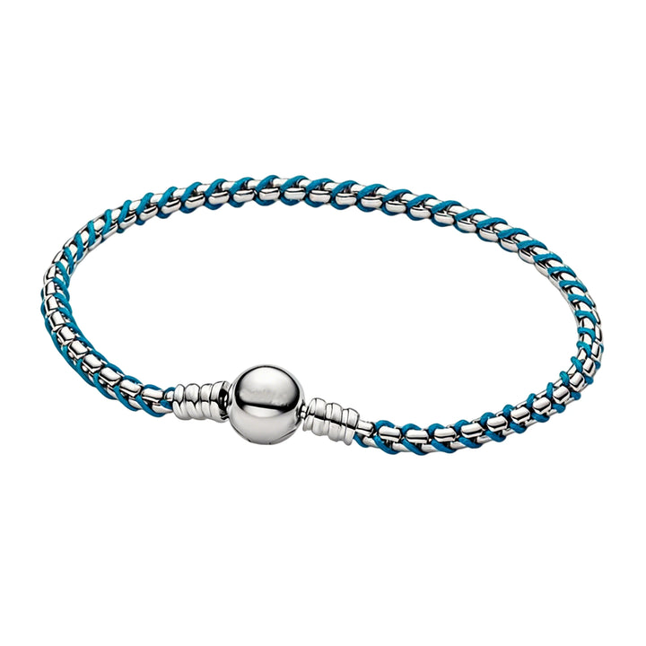 Blue Silver Two-Tone Rope Chain Bracelet