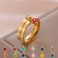 Personalized Birthstone & Birth Flower Ring