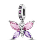 Pink Crystal Butterfly Dangle Charm