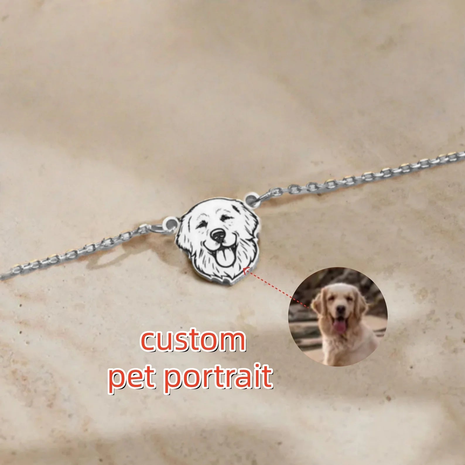 Personalized Pet Portrait Name Necklace