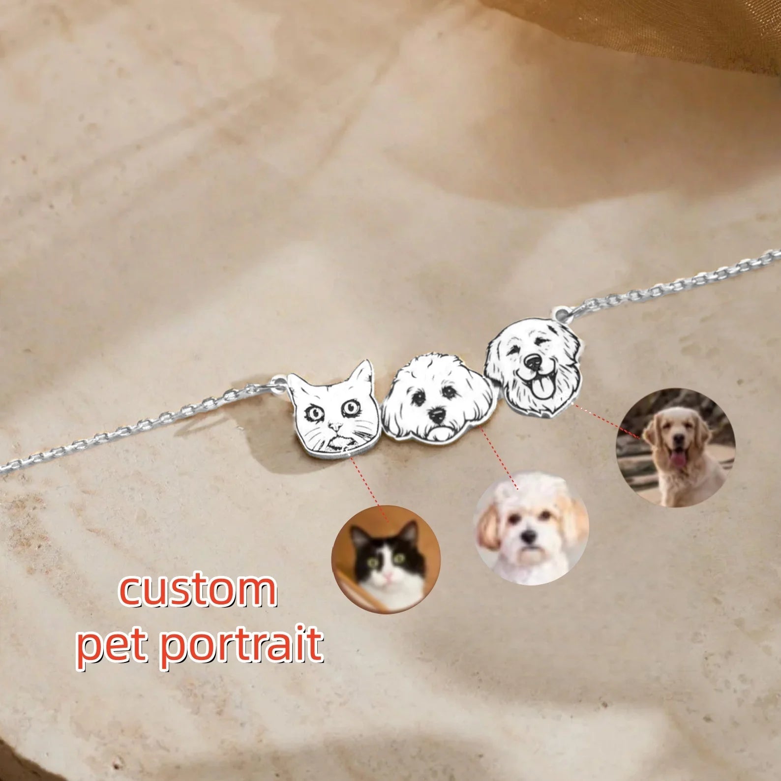 Personalized Pet Portrait Name Necklace