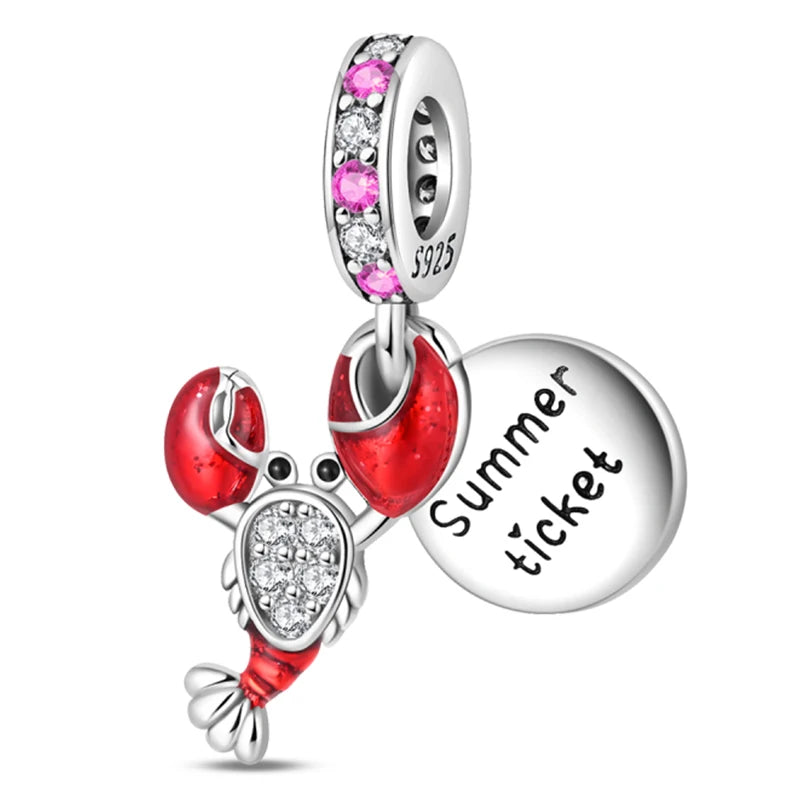 Summer Ticket & Lobster Dangle Charm