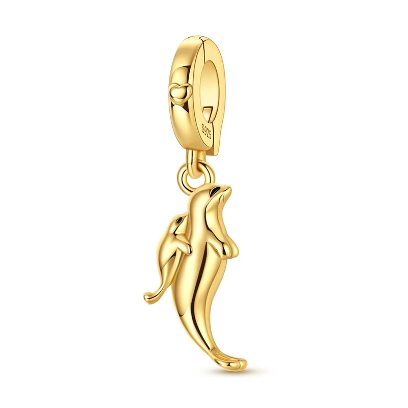 Gold Dolphin Dangle Charm