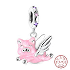 Fit Original 925 Sterling Silver Charms Beads Little Bear Lamb Little Flying Pig Pink Charms For Women DIY Birthday Jewelry Gift