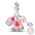 Fit Original 925 Sterling Silver Charms Beads Little Bear Lamb Little Flying Pig Pink Charms For Women DIY Birthday Jewelry Gift