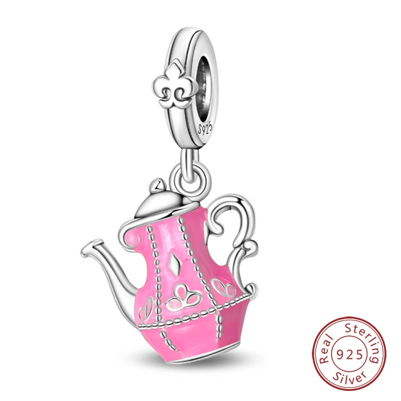 Fit Original 925 Sterling Silver Charms Beads Little Bear Lamb Little Flying Pig Pink Charms For Women DIY Birthday Jewelry Gift