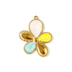 Gold Pastel Flower Pendant Charm