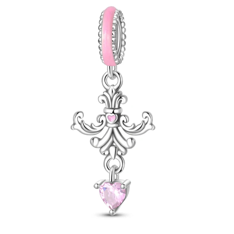 Pink Crystal Drop Dangle Charm