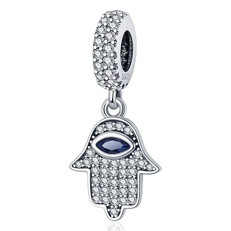Crystal Hamsa Evil Eye Dangle Charm