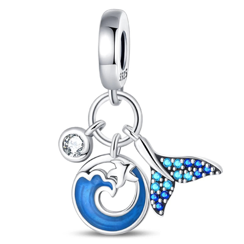 Moon & Whale Cluster Charm