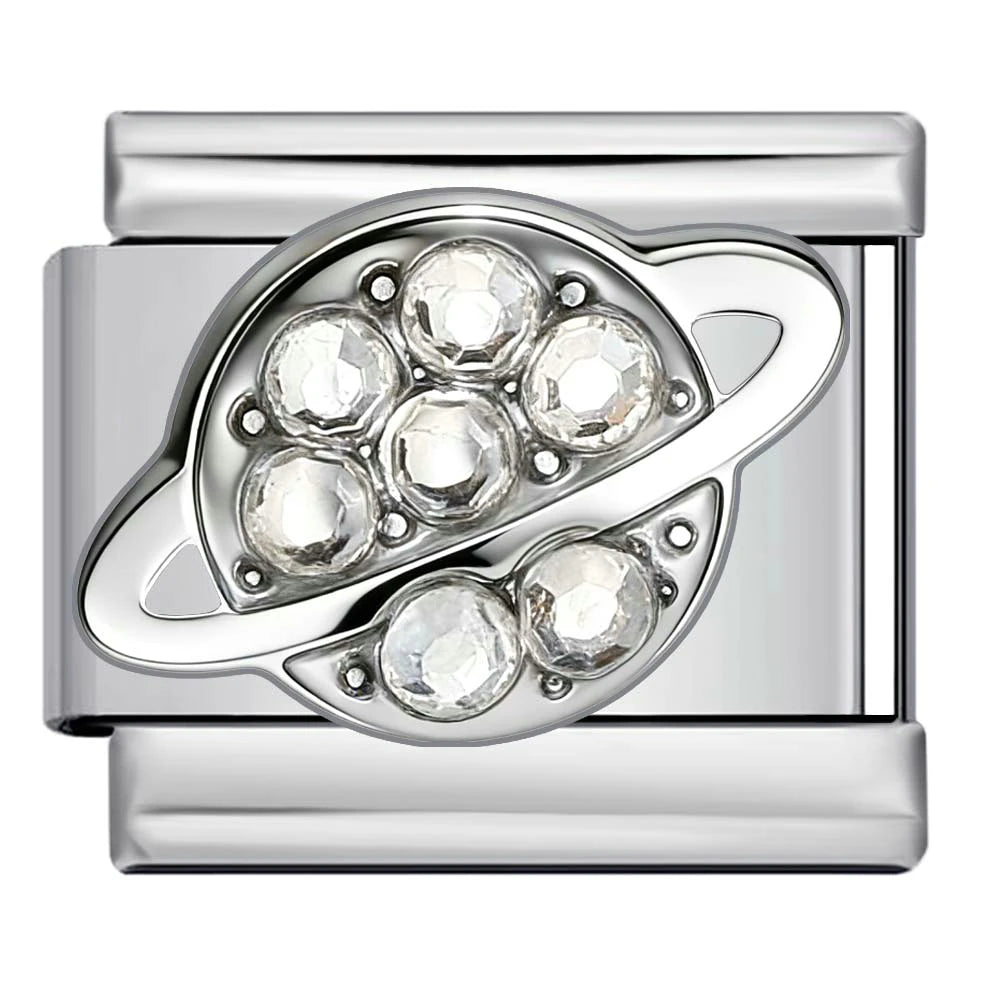 Crystal Saturn Italian Charm