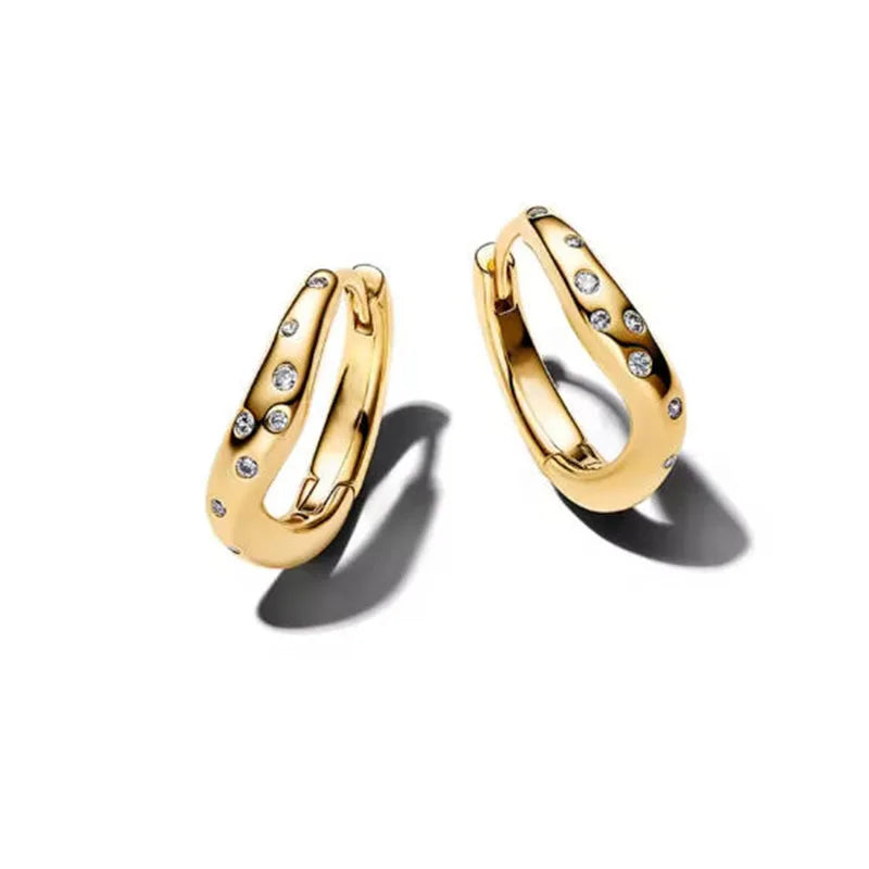 Gold Crystal Huggie Hoop Earrings