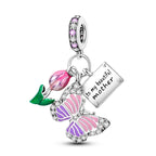 Pink Butterfly Love Letter Dangle Charm