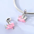 Fit Original 925 Sterling Silver Charms Beads Little Bear Lamb Little Flying Pig Pink Charms For Women DIY Birthday Jewelry Gift