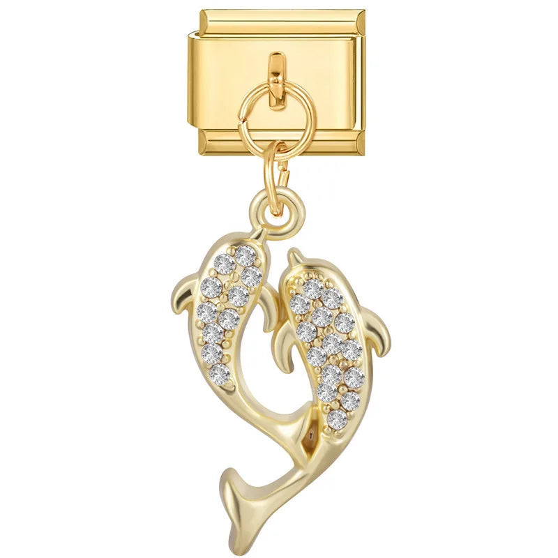 Crystal Dolphin Italian Charm