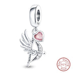 Fit Original 925 Sterling Silver Charms Beads Little Bear Lamb Little Flying Pig Pink Charms For Women DIY Birthday Jewelry Gift