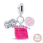 Fit Original 925 Sterling Silver Charms Beads Little Bear Lamb Little Flying Pig Pink Charms For Women DIY Birthday Jewelry Gift