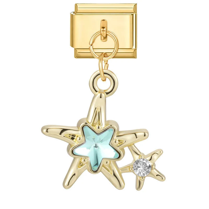 Aqua Star Cluster Italian Charm