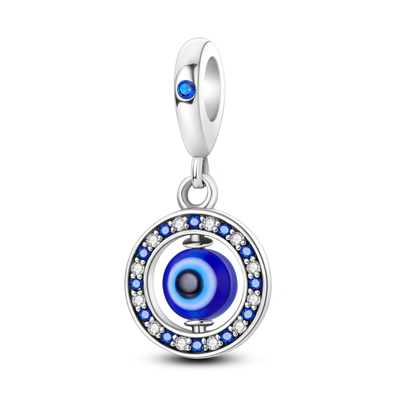 Blue Evil Eye Medallion Dangle Charm