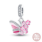 Fit Original 925 Sterling Silver Charms Beads Little Bear Lamb Little Flying Pig Pink Charms For Women DIY Birthday Jewelry Gift