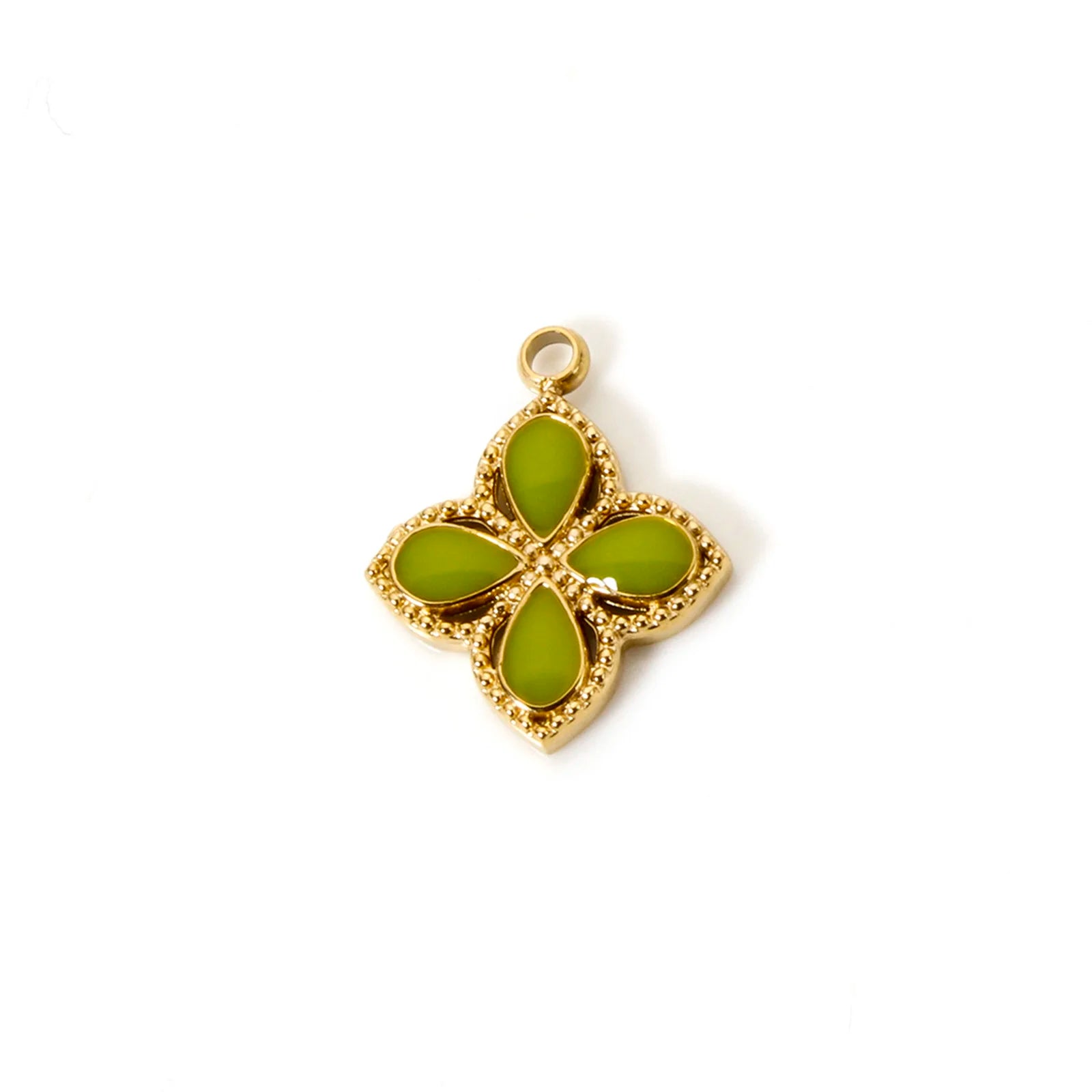 Gold Green Clover Pendant Charm