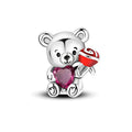 Teddy Bear Heart Charm
