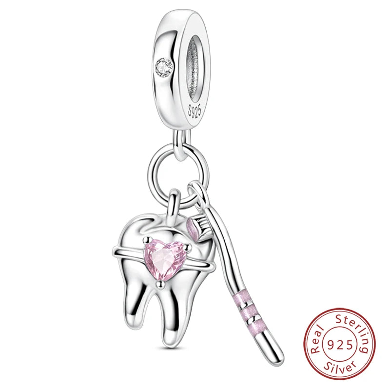 Fit Original 925 Sterling Silver Charms Beads Little Bear Lamb Little Flying Pig Pink Charms For Women DIY Birthday Jewelry Gift