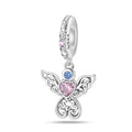 Pink Angel Wing Heart Dangle Charm