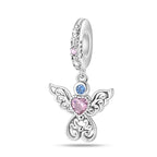 Pink Angel Wing Heart Dangle Charm