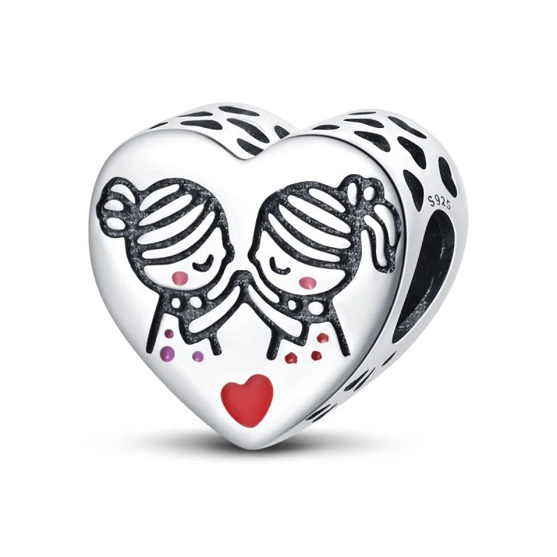 New 925 Silver Color Family Brothers and Sisters Charms Beads Fit Qikaola 925 Original Bracelets Fine DIY Birthday Jewelry