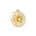 Gold White Sun Medallion Pendant Charm