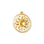 Gold White Sun Medallion Pendant Charm