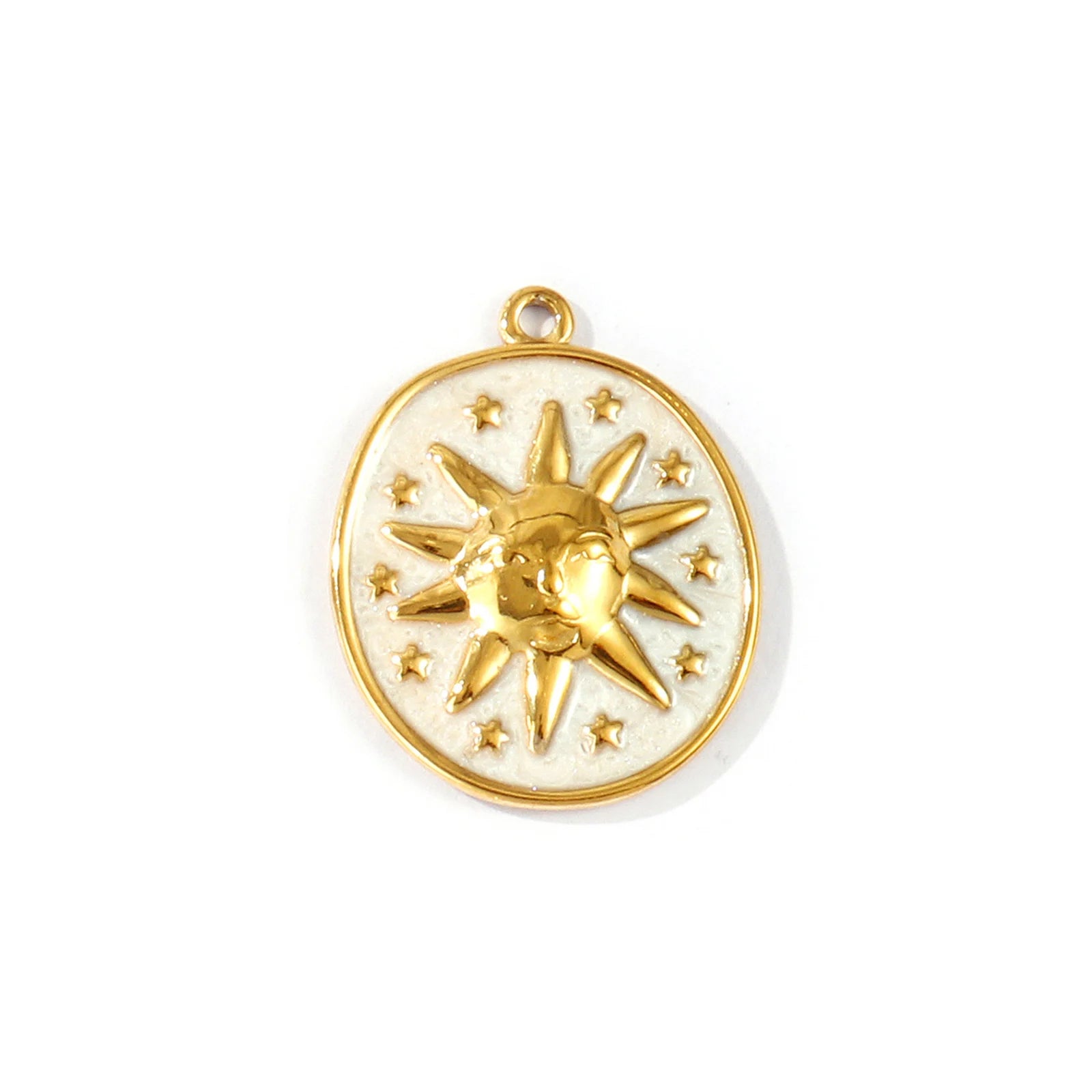 Gold White Sun Medallion Pendant Charm