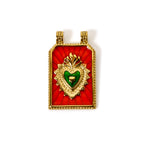 Gold Red Sacred Heart Pendant Charm