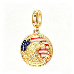 Gold American Eagle Flag Medallion Dangle Charm