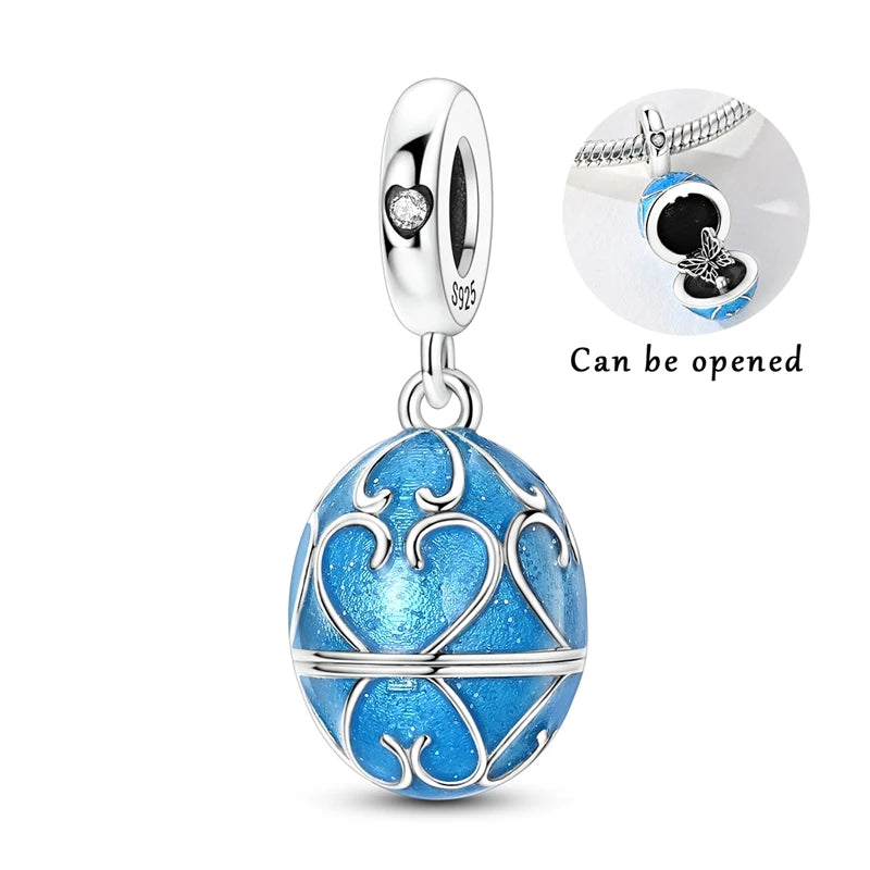 Blue Globe Locket Dangle Charm