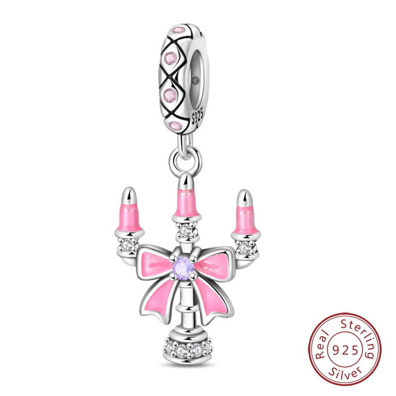 Fit Original 925 Sterling Silver Charms Beads Little Bear Lamb Little Flying Pig Pink Charms For Women DIY Birthday Jewelry Gift