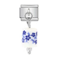 Blue Floral Porcelain Drop Italian Charm