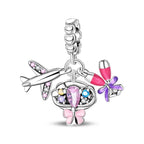 Travel Suitcase Airplane Cluster Charm