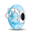 Blue Dolphin Moon Bead Charm