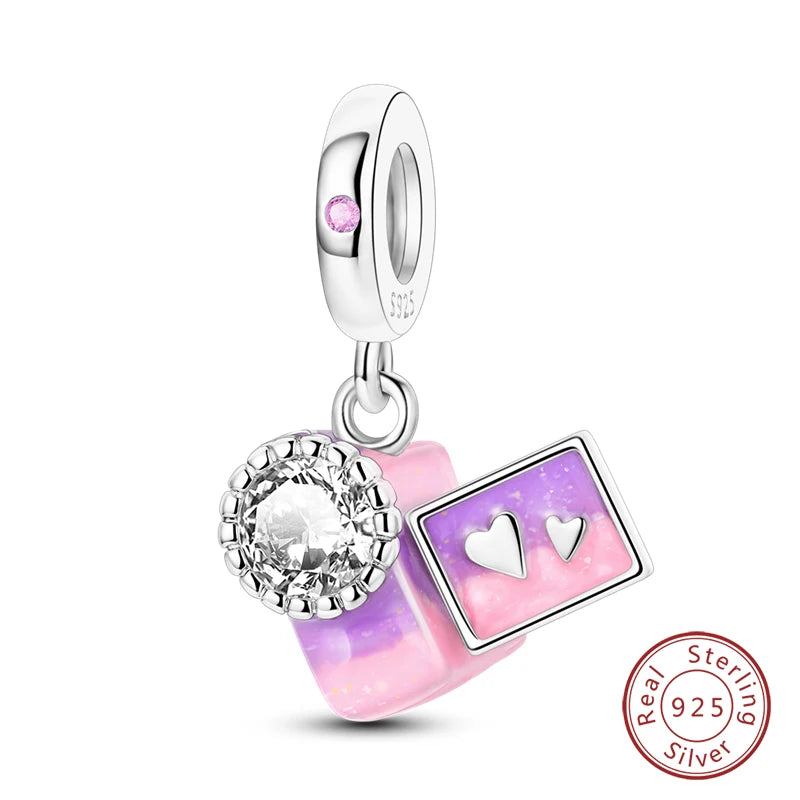 Fit Original 925 Sterling Silver Charms Beads Little Bear Lamb Little Flying Pig Pink Charms For Women DIY Birthday Jewelry Gift